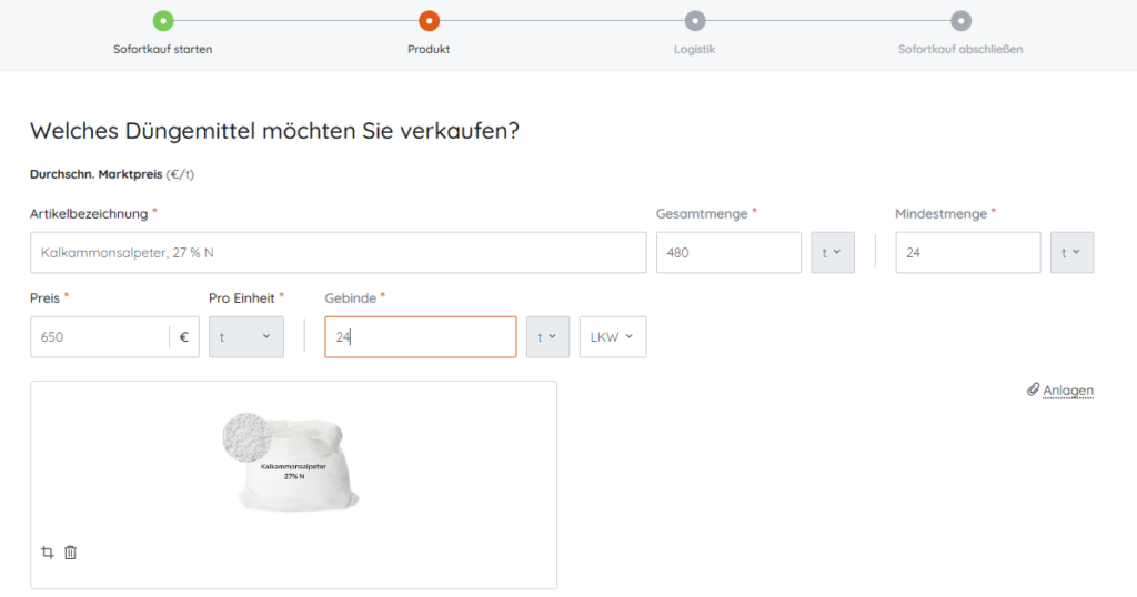 Festlegung der Angebot-Details