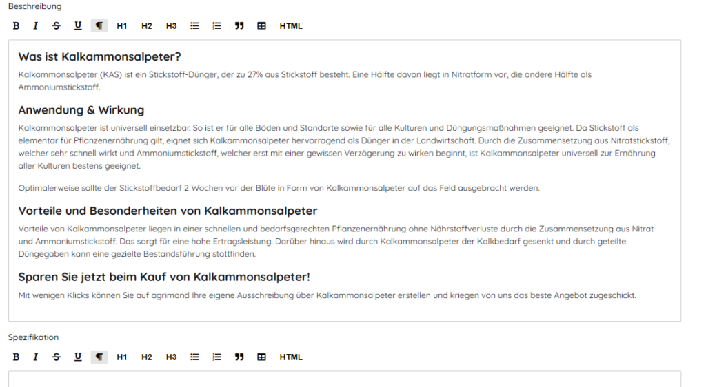 Beschreibung und Spezifikation